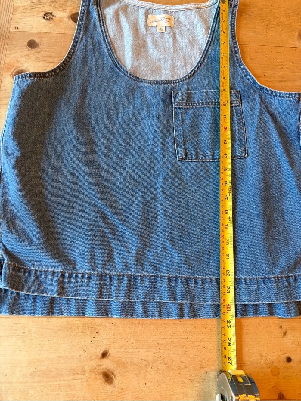 Denim Tank Top with Chest Pocket - Blue - Picture 4 of 4